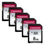 Transcend 8GB 300S 4GB Class 10 SDHC Memory Card, 5 Pack
