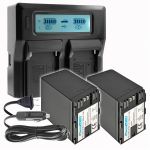 Power2000 2x BP-A60 Batteries plus Dual Bay LCD Charger