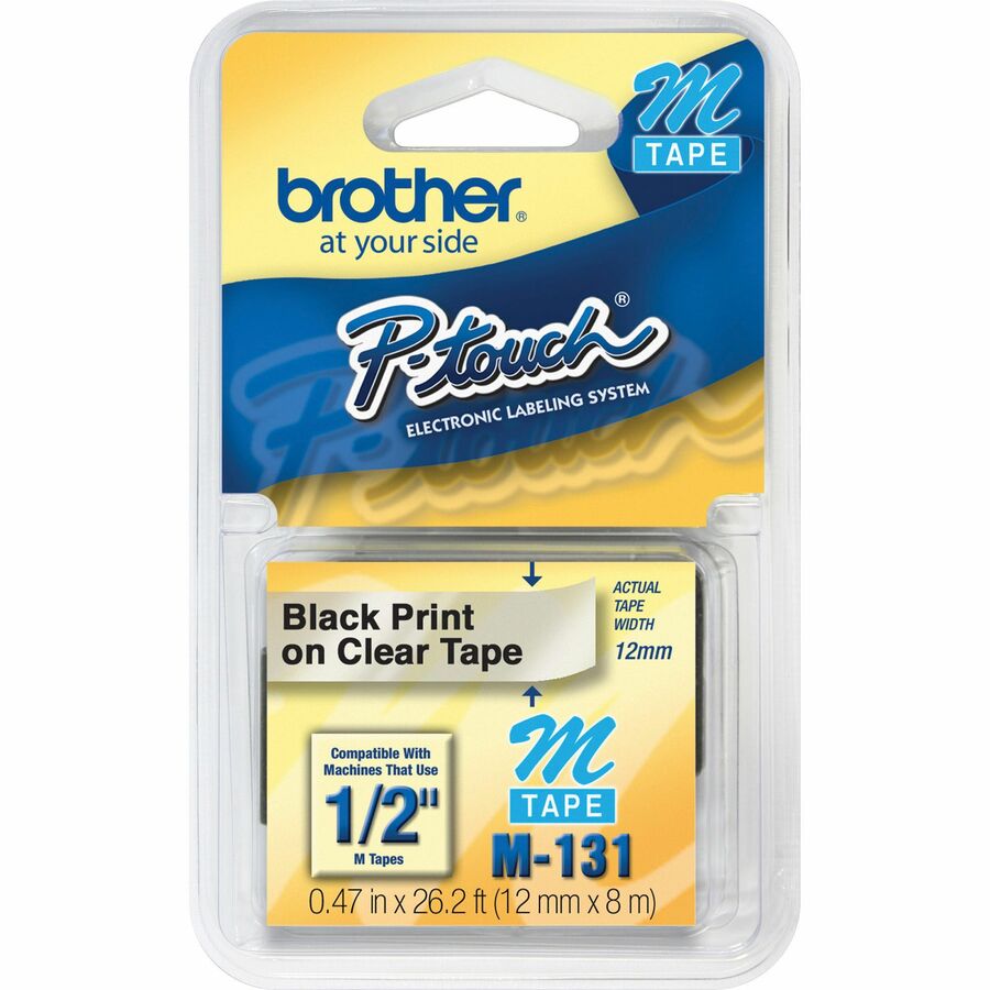 Brother M131 Black on Clear 1/2" P-Touch Label Tape