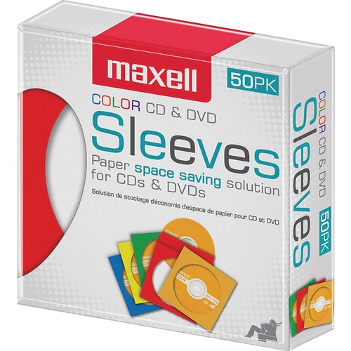 Maxell CD-401 Color CD and DVD Paper Sleeves 50 Pack