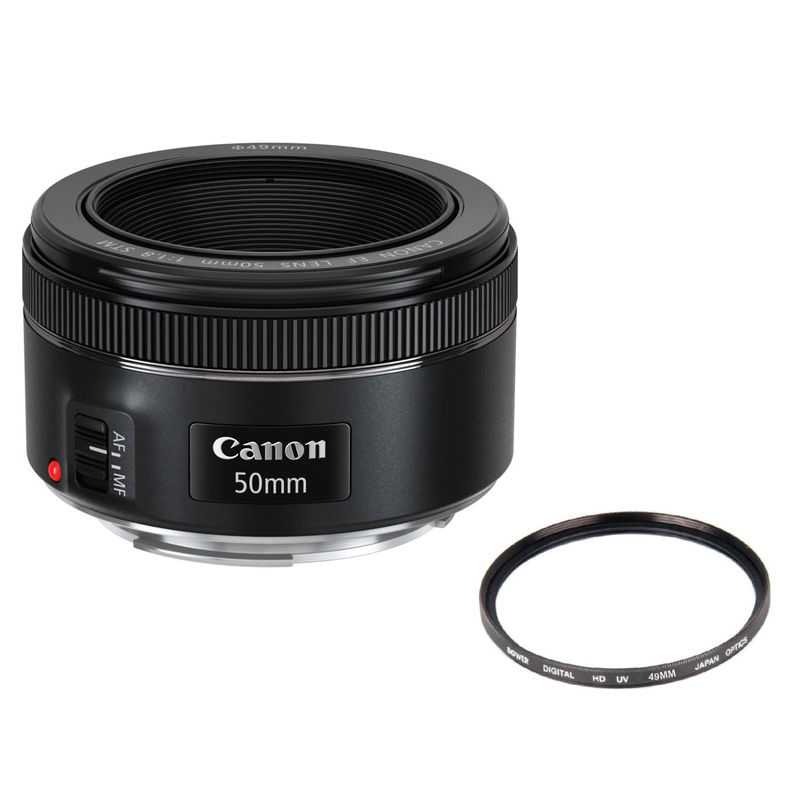 Canon 50mm f/1.8 EF STM Standard Autofocus Lens with 49mm UV Filter