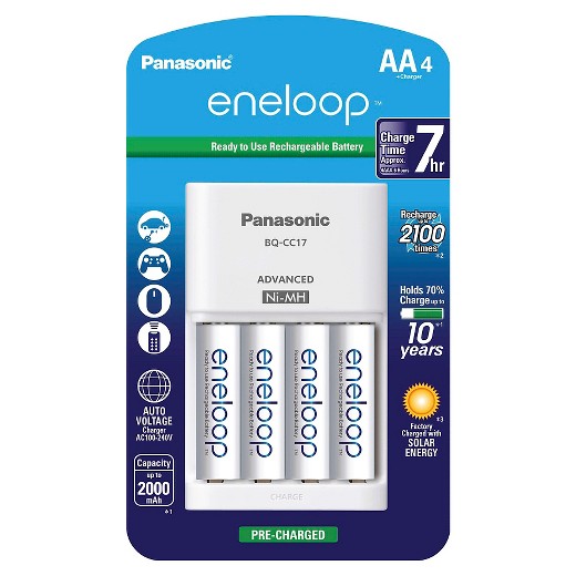 Panasonic Eneloop 4 position Charger and AA 4 pack Rechargeable Batteries