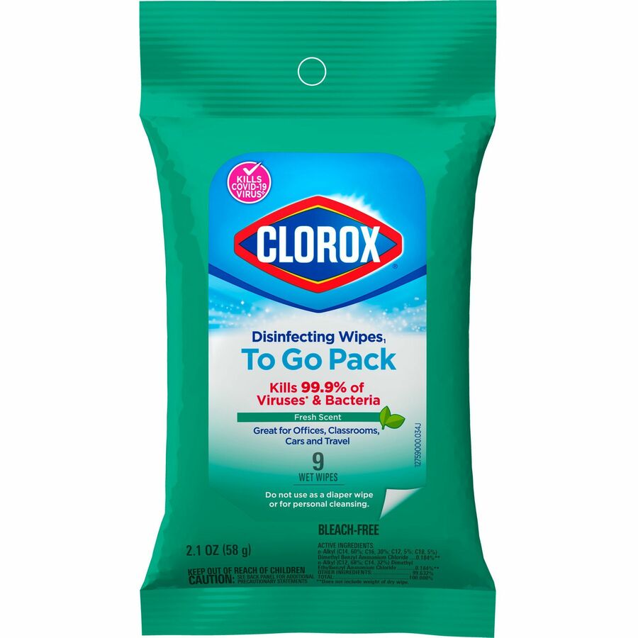 Clorox Disinfecting Wipes to Go Travel Wipes, Fresh Scent, 9 Count