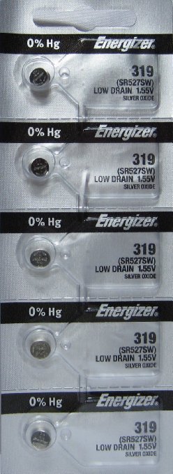 Energizer 319 Silver Oxide Coin Battery, Strip of 5
