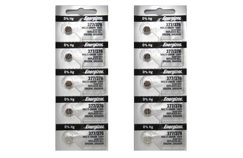 Energizer 377/376 Silver Oxide Coin Battery, 10 Pieces