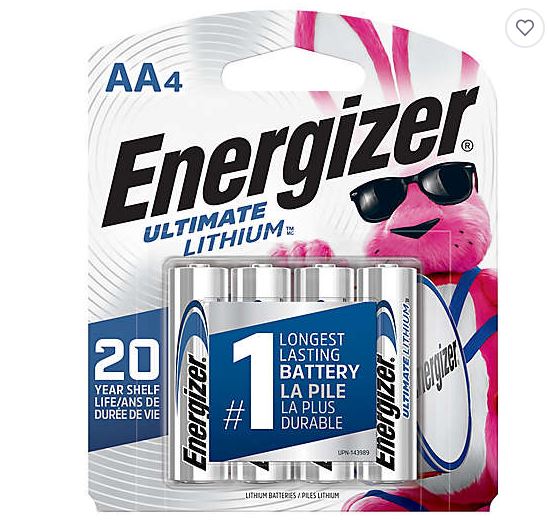 Energizer Ultimate Lithium AA Batteries, 4 Pack