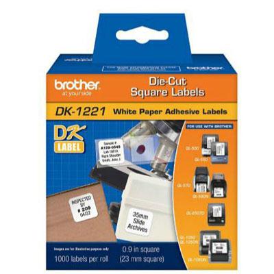 Brother DK1221 Square White Paper Labels, 1000 Labels