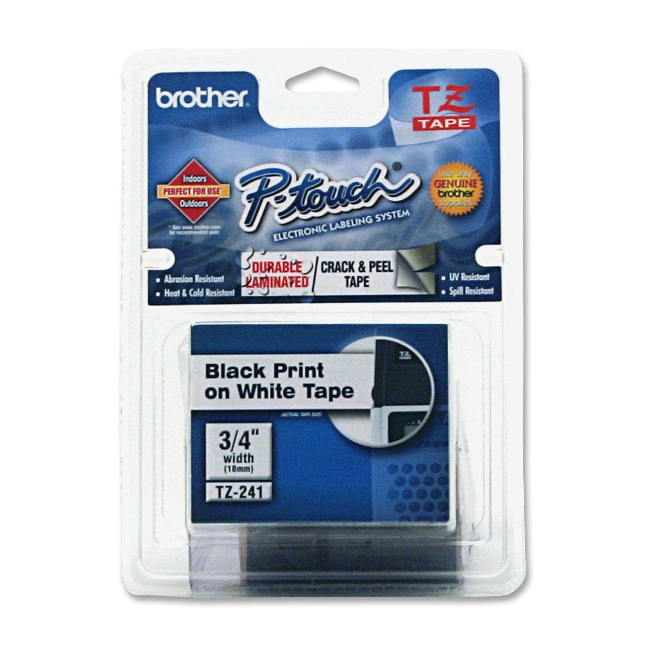 Brother TZE241 3/4" Laminated Tape Black on White