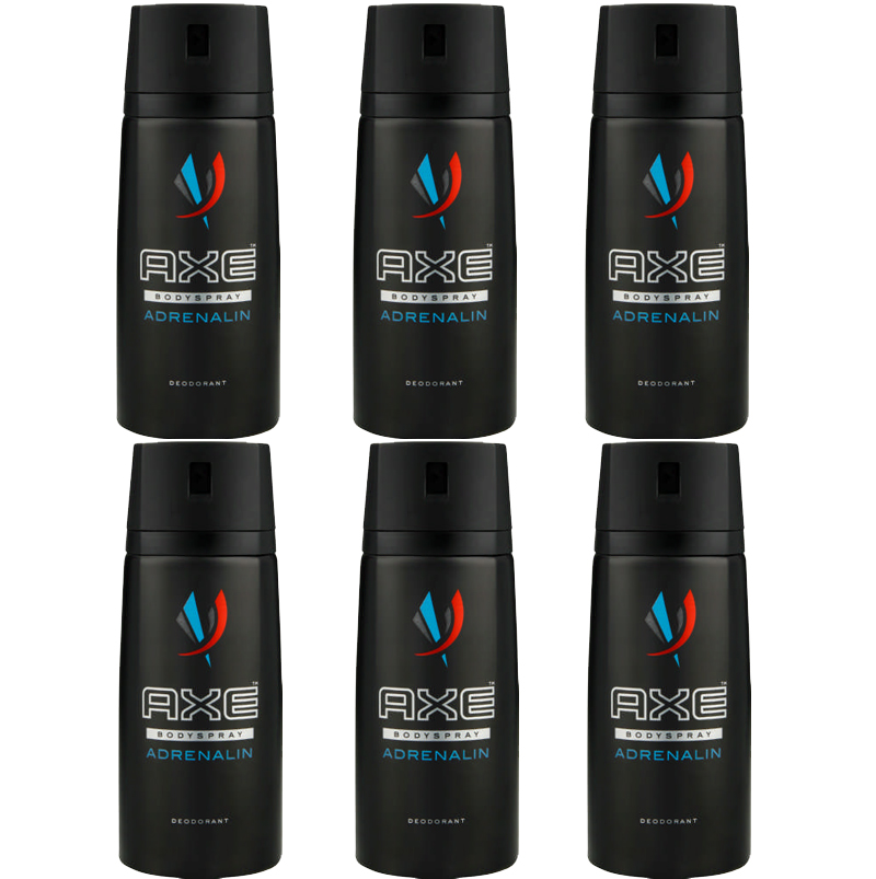 Axe Adrenaline Deodorant Spray, 6 Pack