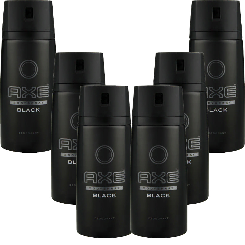 Axe Black Mens Deodorant Body Spray, 6 Pack