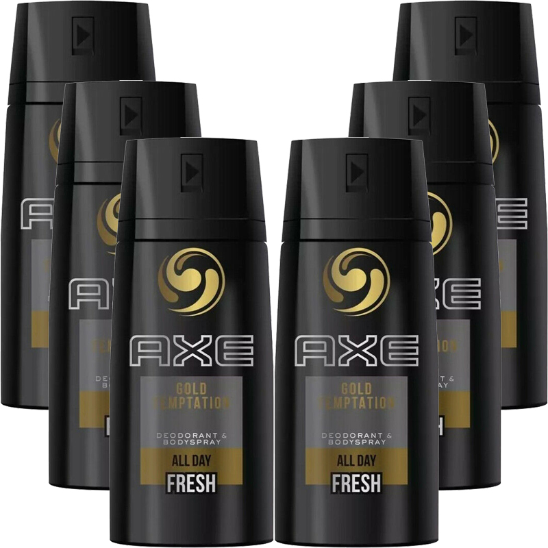 pakket Grap Bedenken Axe Gold Temptation Mens Deodorant Body Spray, 6 Pack