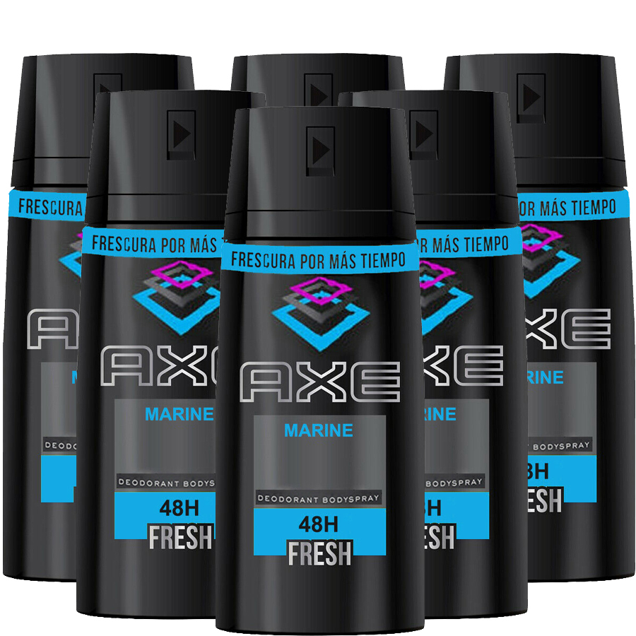 Axe Marine Mens Deodorant Body Spray,  6 Pack