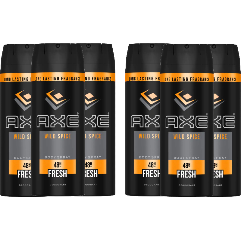 Axe Wild Spice Mens Deodorant Body Spray, 6 Pack