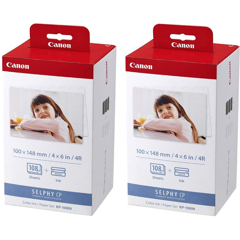 Canon KP-108IN Color Ink and Paper Set 108 Sheets 4x6 Paper Set, 2