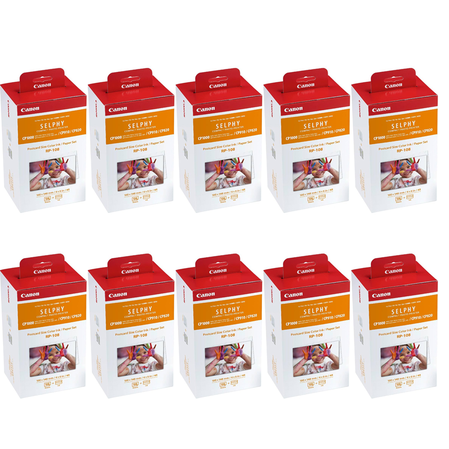 Canon RP-108 Color Ink/ Paper Set 4x6 108 Sheets, 10 Pack