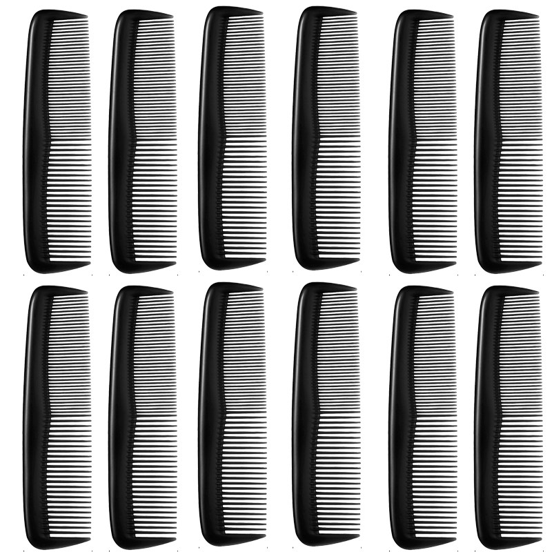 5" Pocket Size Unbreakable Black Hair Comb, 12 Pcs
