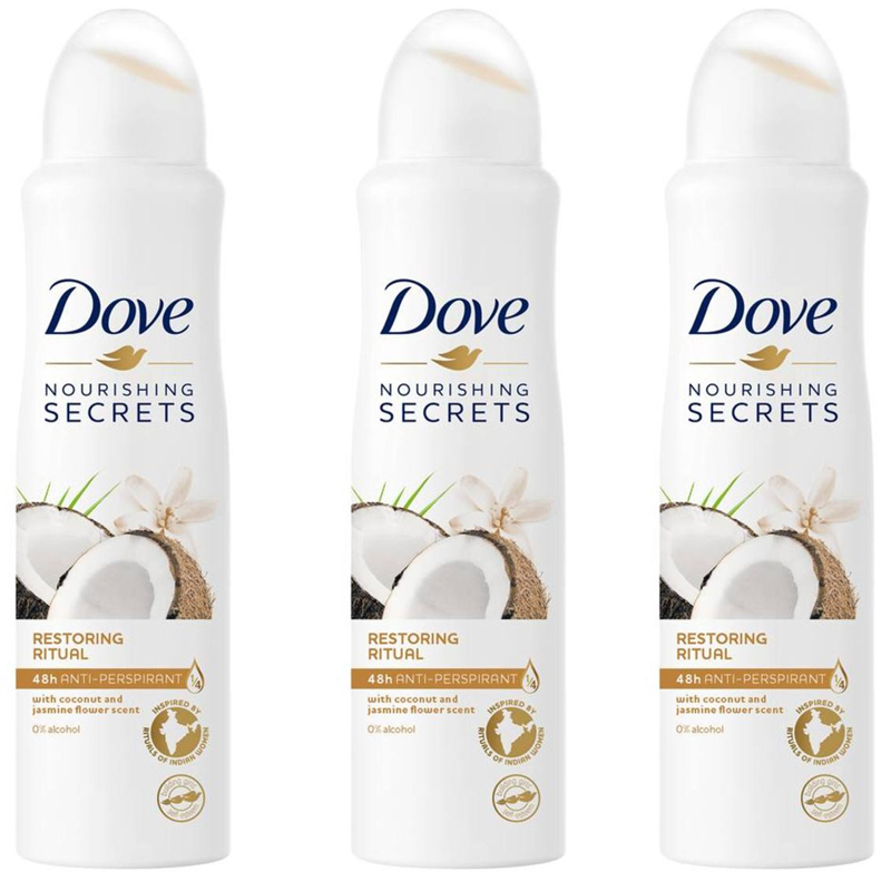 Dove Nourishing Secrets Coconut & Jasmine Antiperspirant Deodorant Spray, 3 Pack