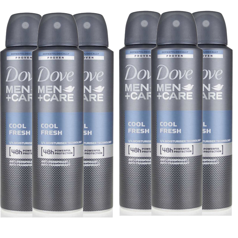 Dove Men + Care Cool Fresh 48 Hour Deodorant Spray, 6 Pack