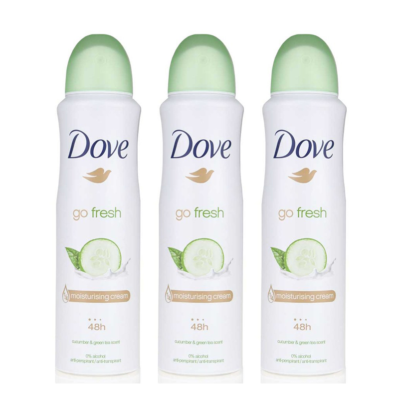 Dove Go Fresh Cucumber & Green Tea Deodorant Spray, 3 Pack