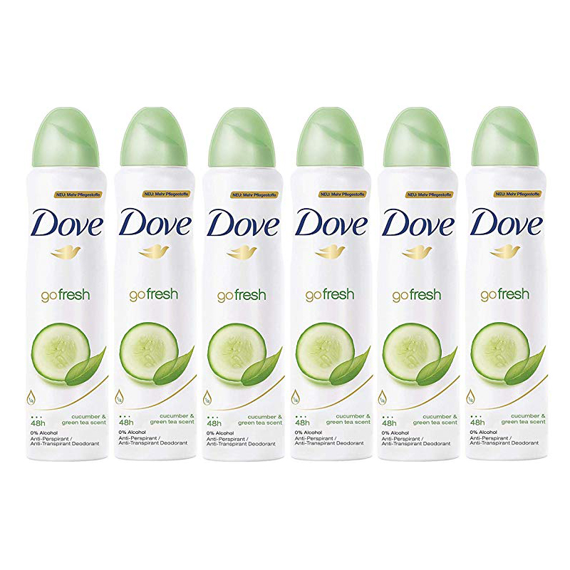 Dove Go Fresh Cucumber & Green Tea Anti Perspirant Spray, 6 Pack