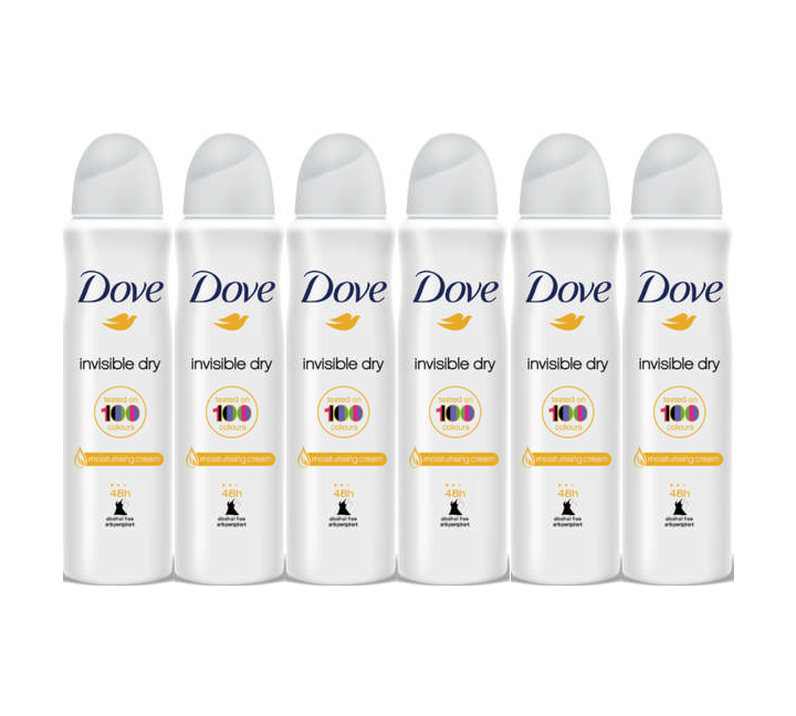 Dove Invisible Dry Antiperspirant Deodorant Spray, 6 Pack