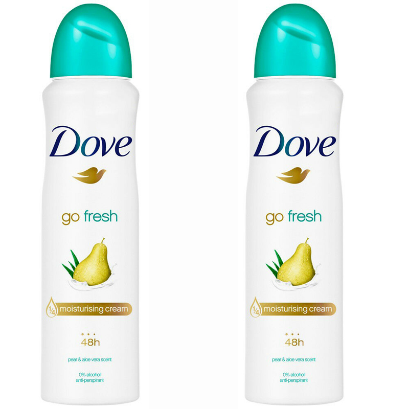 Dove Go Fresh Pear & Aloe Antiperspirant Deodorant Spray, 2 Pack