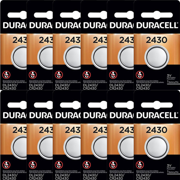Duracell 2430 3V Lithium Coin Cell Batteries, 12 Pack