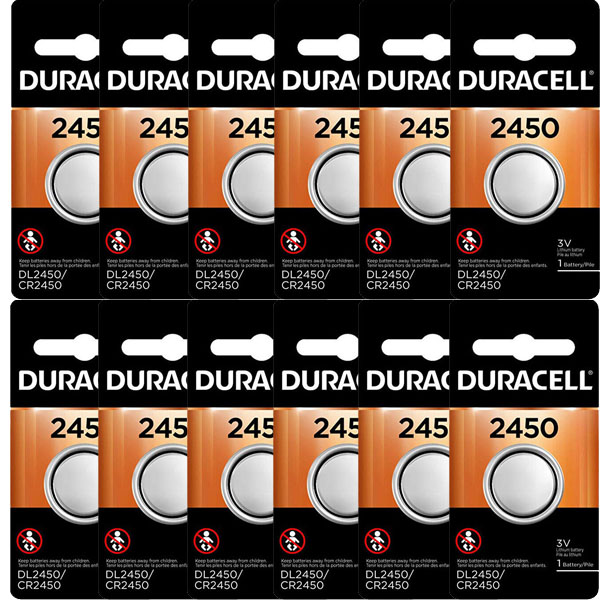 Duracell CR2450 Lithium 3V Coin Cell Battery, 12 Pack