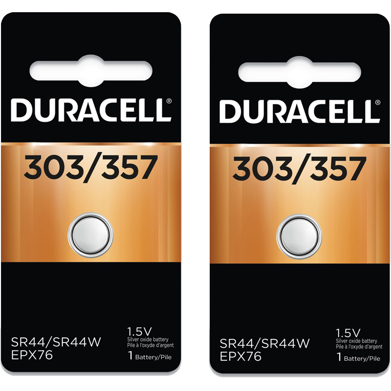 Duracell 303/357 Silver Oxide Coin Battery, 2 Pack