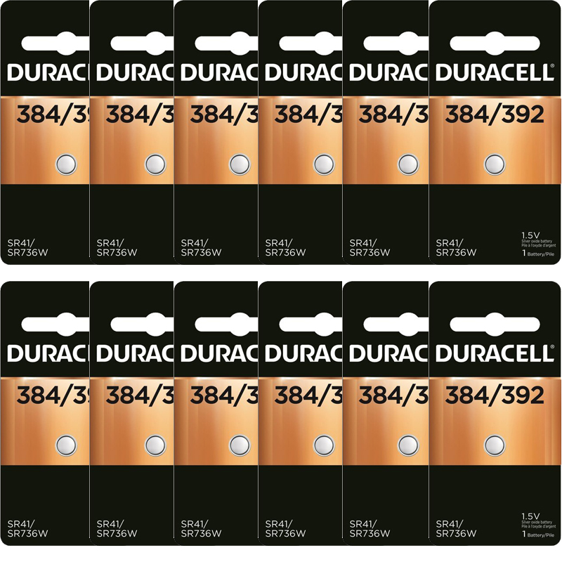 Duracell 384/392 Silver Oxide Coin Battery, 12 Pack