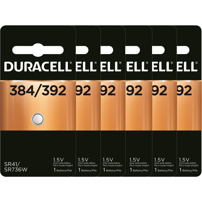 Duracell 384/392 Silver Oxide Coin Battery, 6 Pack