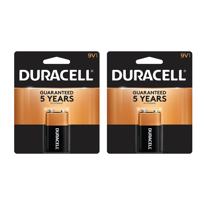 Duracell 9V Coppertop Alkaline Battery, 2 Pack