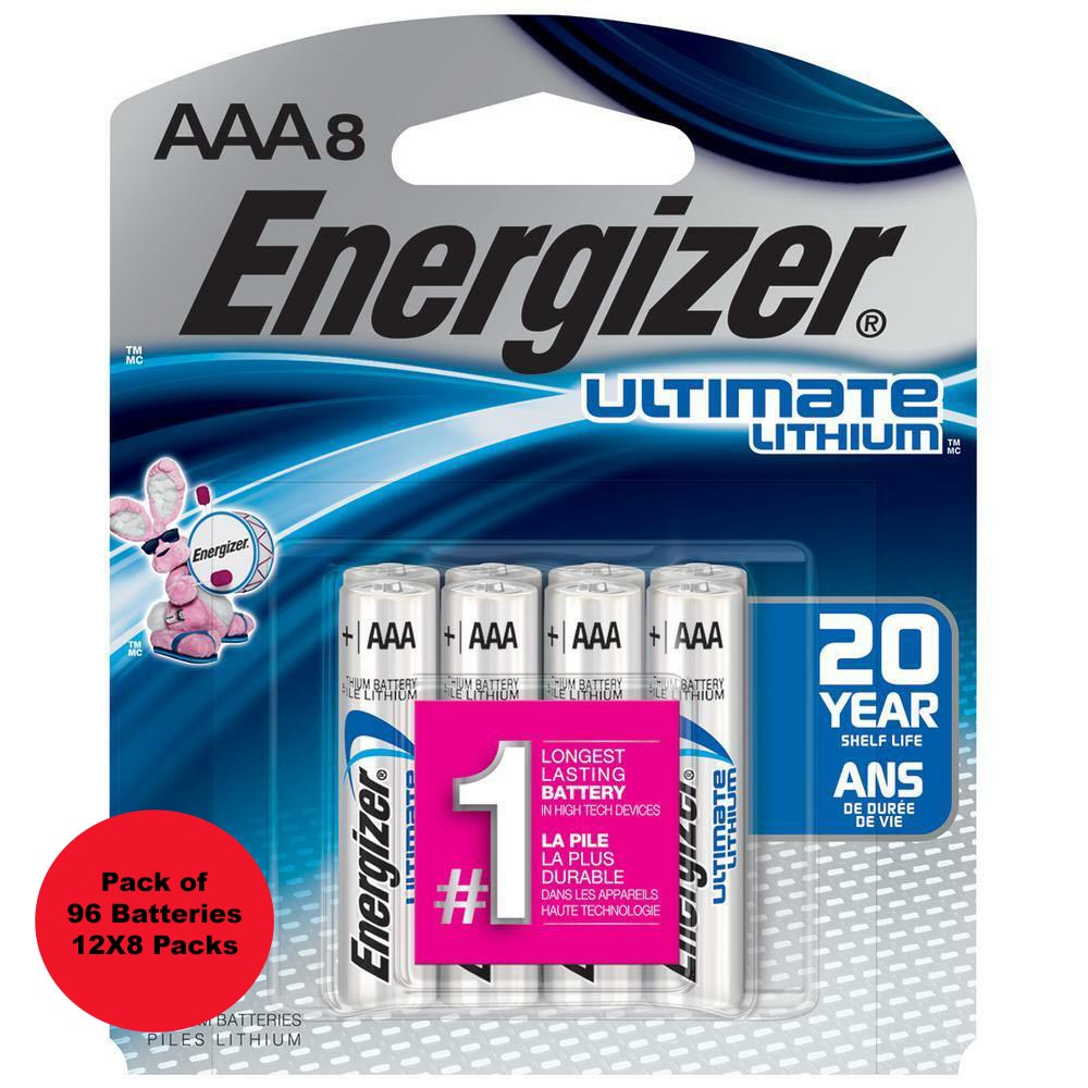 Energizer AAA Ultimate Lithium Batteries, 96 Batteries