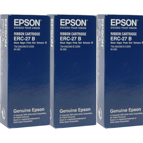 Epson ERC-27B Black Printer Ribbon, 3 Pack