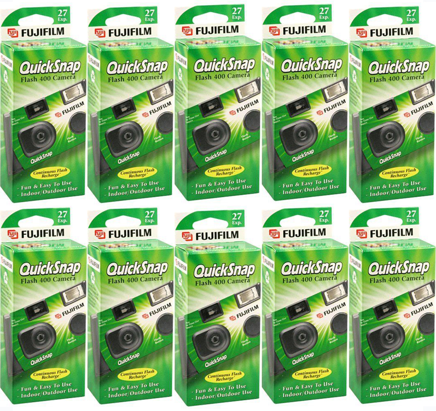 Fujifilm QuickSnap Flash 400 Single Use Disposable Camera, 10 Pack