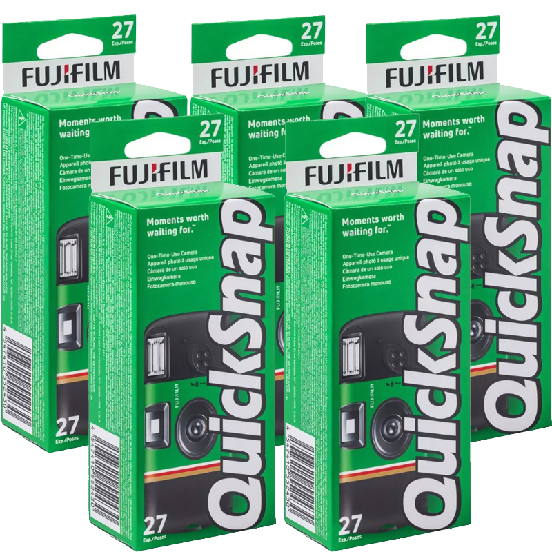 Fujifilm QuickSnap Flash 400 Single Use Disposable Camera, 5 Pack
