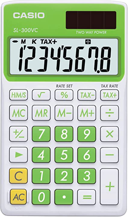 Casio SL-300VC Standard Function Calculator, Green