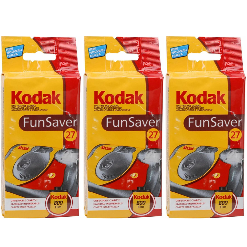Kodak Funsaver Single Use Camera 27 Exposure with Flash, 3 Pack