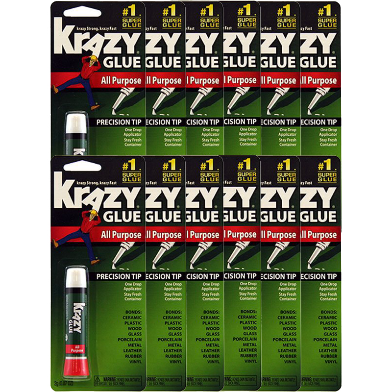 Krazy Glue All Purpose Fast Drying Glue, .07 oz, 12 Tubes