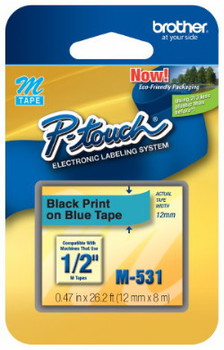 Brother M531 1/2" Black On Blue P-touch Label Tape