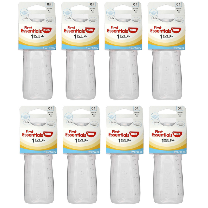 NUK First Essentials Slow Flow Baby Bottle with Silicone Nipple 5 oz., 8 Pack