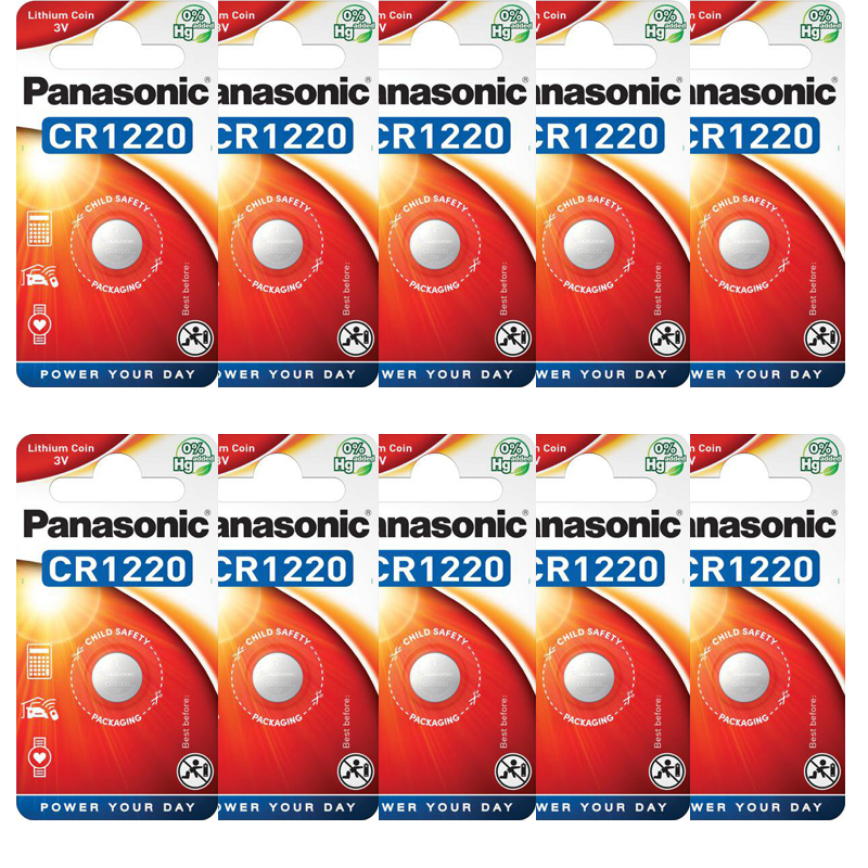 Panasonic CR1220 3V Lithium Coin Cell Battery, 10 Pack