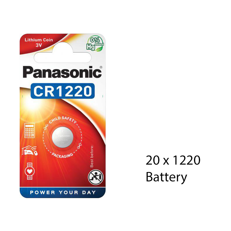 Panasonic CR1220 3V Lithium Coin Cell Battery, 20 Pack