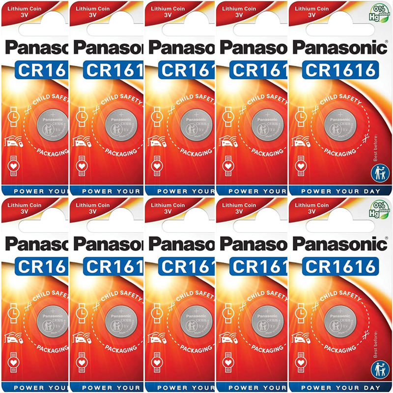 Panasonic CR1616 3V Lithium Coin Cell Batteries, 10 Pack