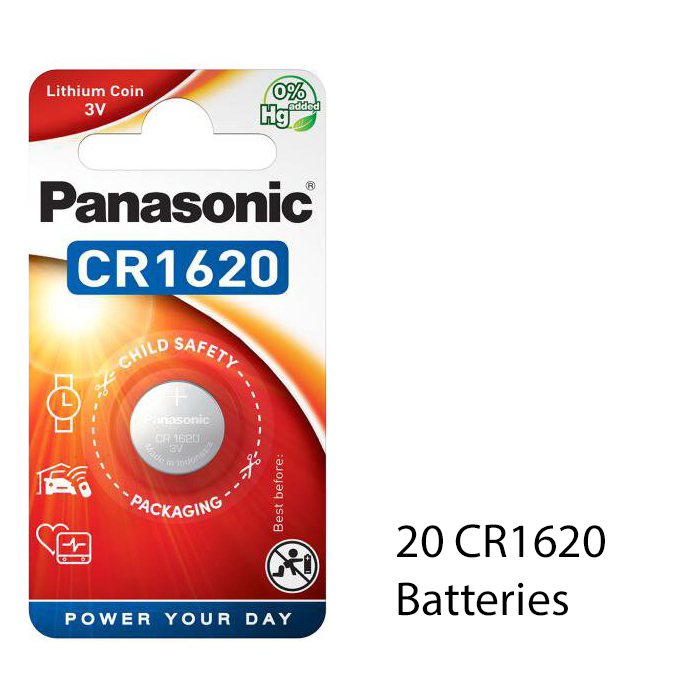 Panasonic CR1620 3V Lithium Coin Cell Battery, 20 Pack