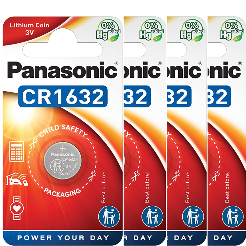 Panasonic CR1632 3V Lithium Coin Cell Battery, 4 Pieces