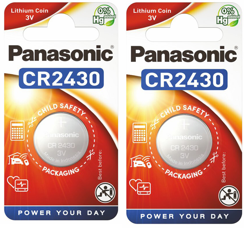 Panasonic CR2430 3V Lithium Coin Cell Battery, 2 Pack