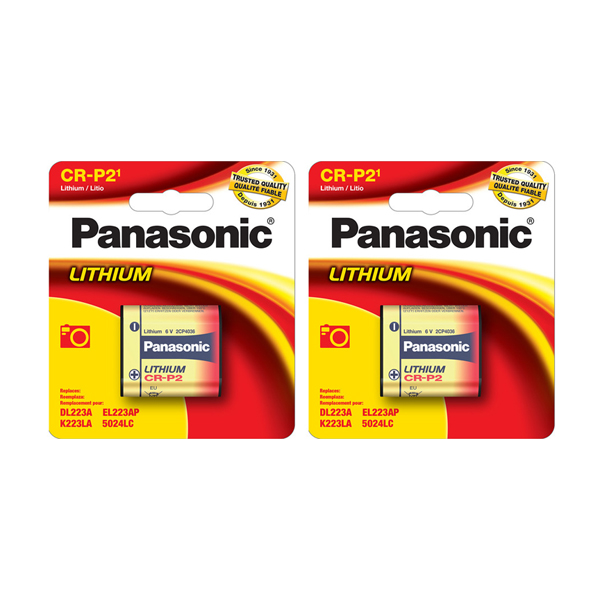Panasonic CR-P2 Lithium Photo 6 Volt Battery, 2 Pack