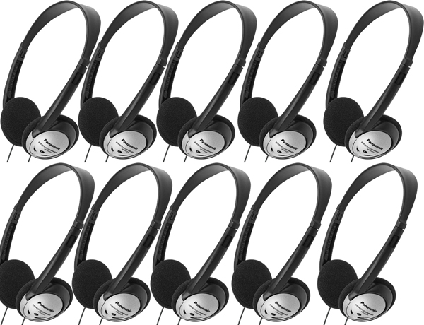 Panasonic RP-HT21 Lightweight Headphones with XBS, 10 Pack