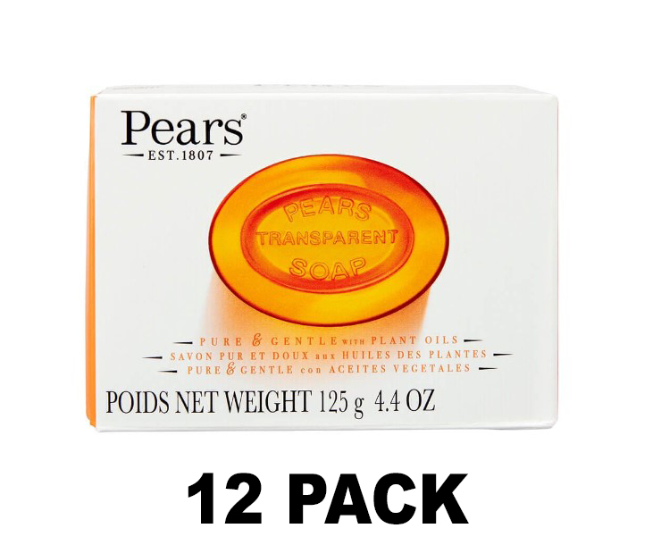 Pears Pure & Gentle Transparent Soap 4.4 oz/125 g. Bar Soap, 12 Pack
